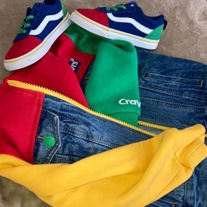 ❤️💚💛 DOPE🎯 Fit!! Levi’s x Crayola x Vans💪